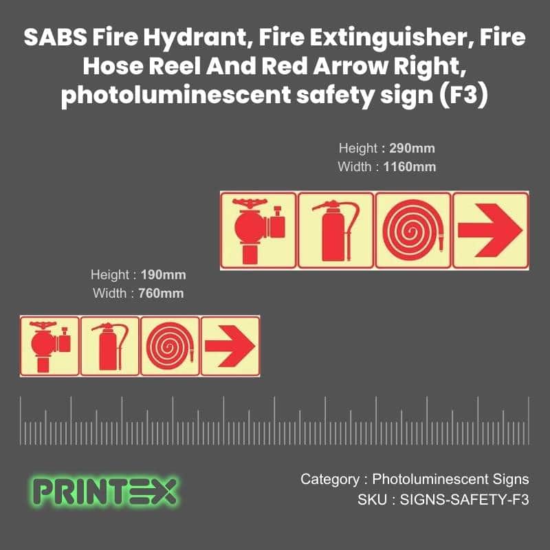 Arrow Right Fire Extinguisher Fire Hose + Fire Hydrant Sign