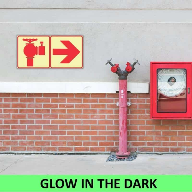 SABS Fire Hydrant and Arrow Right Photoluminescent safety sign (F21)