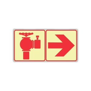 SABS Fire Hydrant and Arrow Right Photoluminescent safety sign (F21)