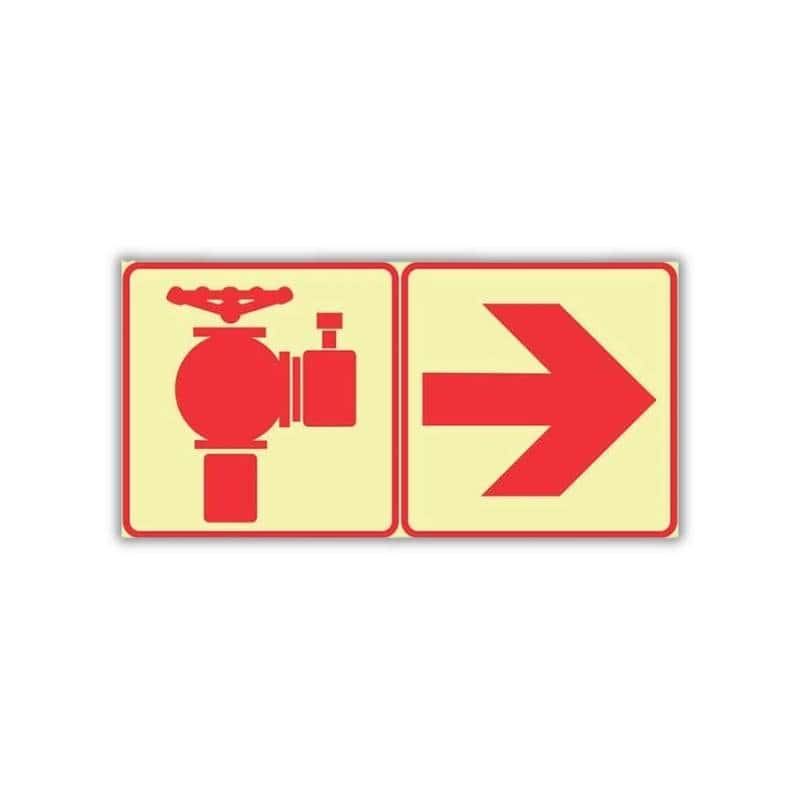 SABS Fire Hydrant and Arrow Right Photoluminescent safety sign (F21)