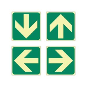 General Direction Green Arrow Photoluminescent Sign