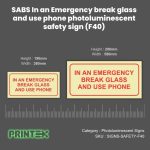 SABS In an Emergency break glass and use phone photoluminescent safety sign (F40)