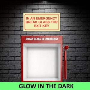 SABS In an emergency break glass for exit key photoluminescent (glow in the dark) sign (F43) (3)