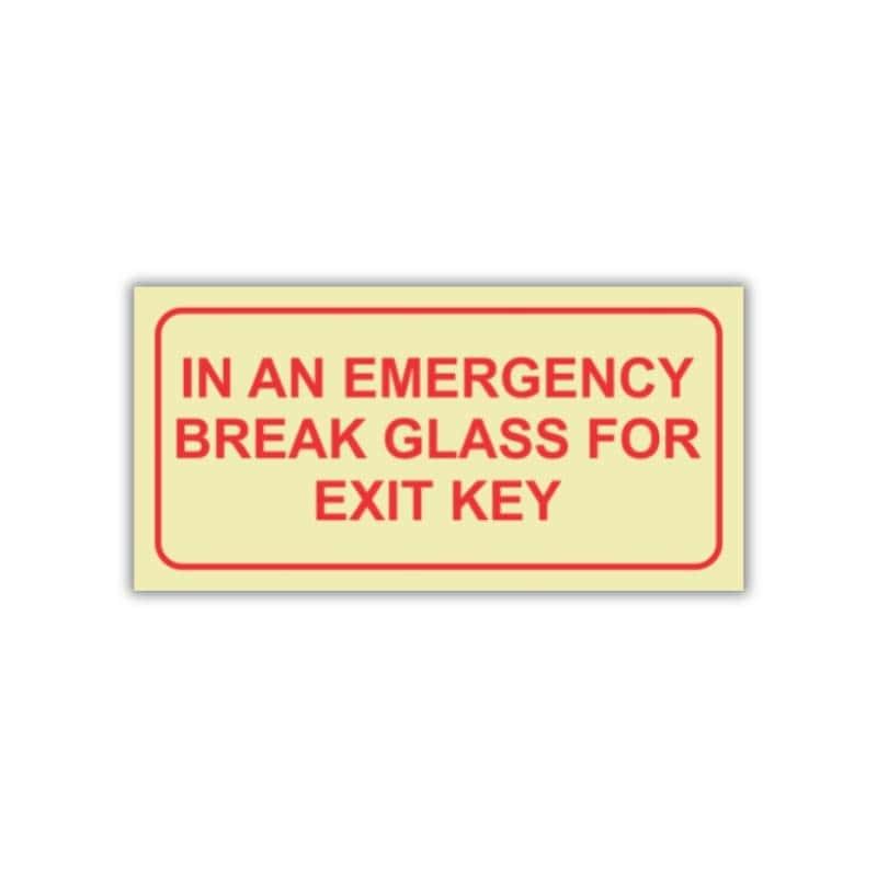 SABS In An Emergency Break Glass For Exit Key Photoluminescent Sign (F43)