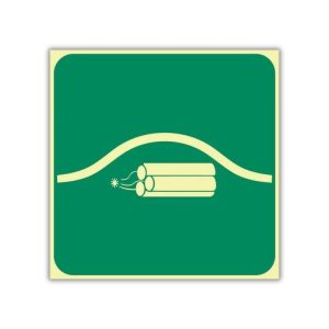SABS Location Of Bomb Bag photoluminescent (glow in the dark) safety sign (F34)