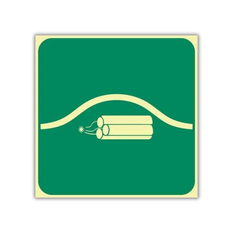 SABS Location Of Bomb Bag photoluminescent (glow in the dark) safety sign (F34)