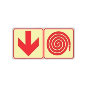 Arrow Down + Hose Reel Photoluminescent Sign
