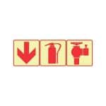 Red Arrow Down Fire Extinguisher + Fire Hydrant Sign