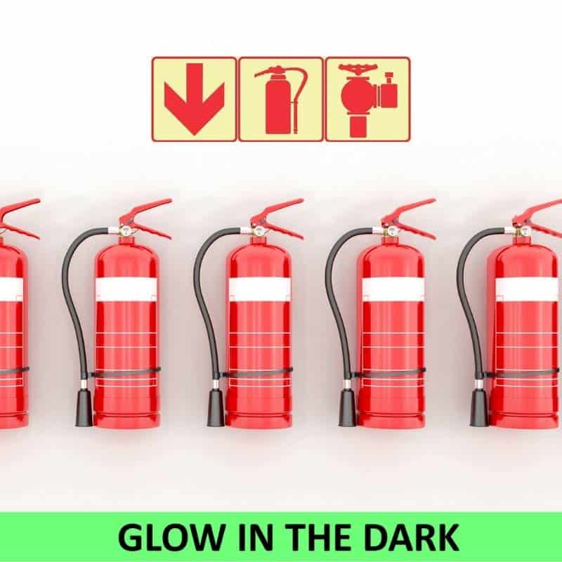 SABS Red Arrow Down, Fire Extinguisher And Fire Hydrant Photoluminescent sign (F10)