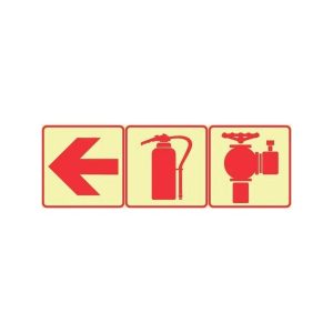 SABS Red Arrow Left, Fire Extinguisher And Fire Hydrant Photoluminescent sign (F11)