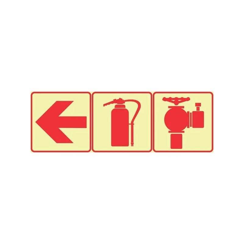 SABS Red Arrow Left, Fire Extinguisher And Fire Hydrant Photoluminescent sign (F11)