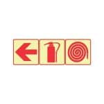 SABS Red Arrow Left, Fire Extinguisher, Fire Hose Reel Photoluminescent (glow in the dark) safety sign (F5)