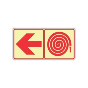 Arrow Left + Hose Reel Photoluminescent Sign