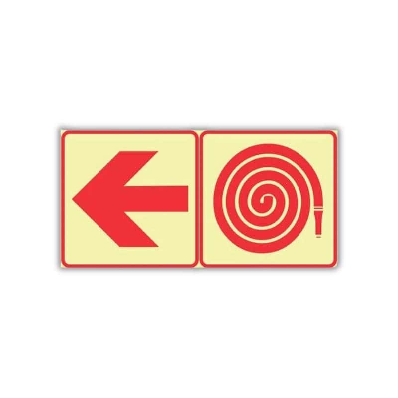 Arrow Left + Hose Reel Photoluminescent Sign