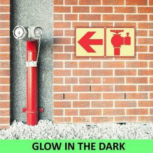 SABS Red Arrow Left and Fire Hydrant Photoluminescent safety sign (F18) (2)