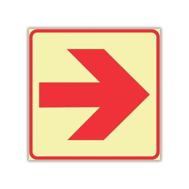 SABS Red Arrow Photoluminescent right arrow safety sign