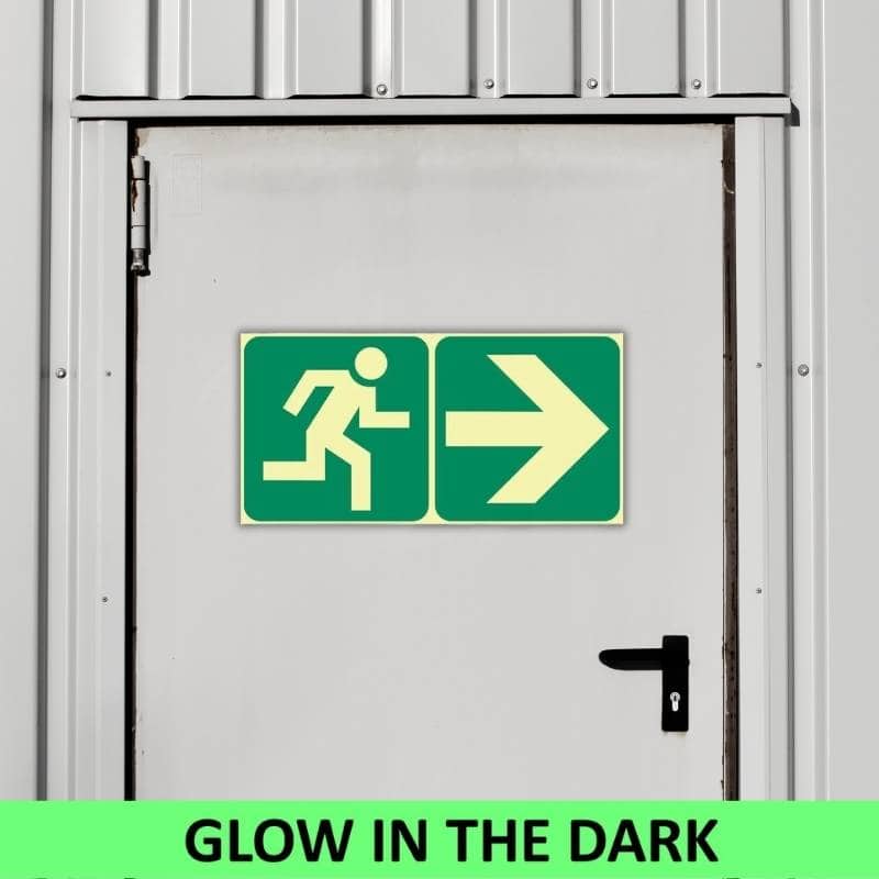 SABS Running man with arrow right photoluminescent (glow in the dark) sign (E1)