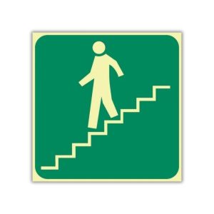 SABS Stairs Going Up (Left) Photoluminescent (glow in the dark) safety sign (E9)