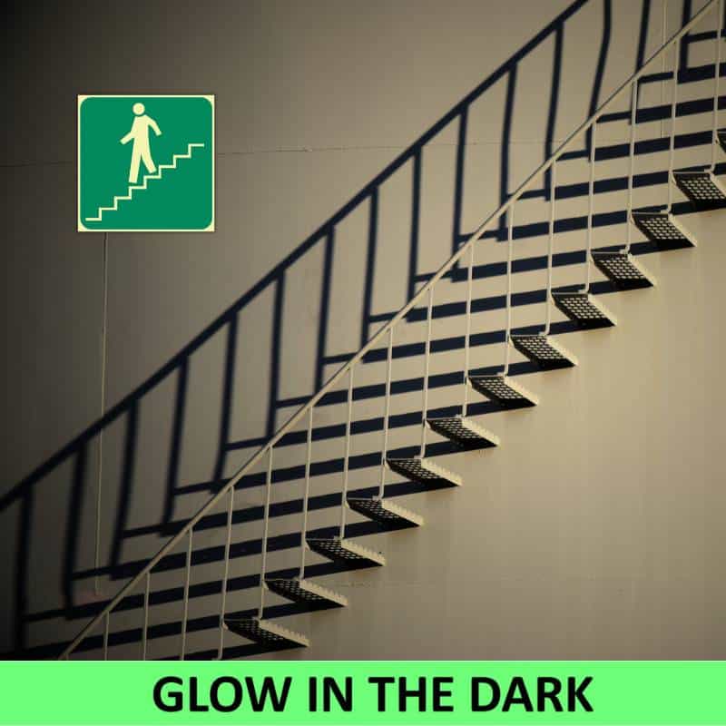 SABS Stairs Going Down (Left) Photoluminescent safety sign (E9)