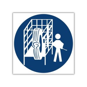 Safety Cage Shall Be Used Safety Sign (MV16)