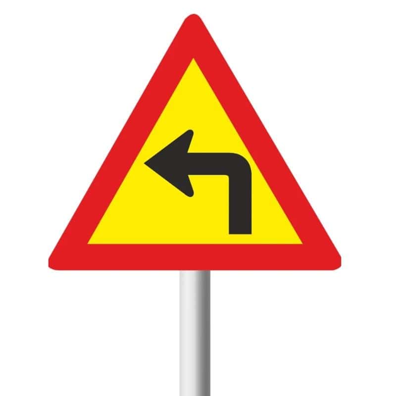 Sharp Curve (Left) Temporary road sign (TW205)
