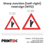 Sharp Junction (Half-Right) Road Sign (W113)