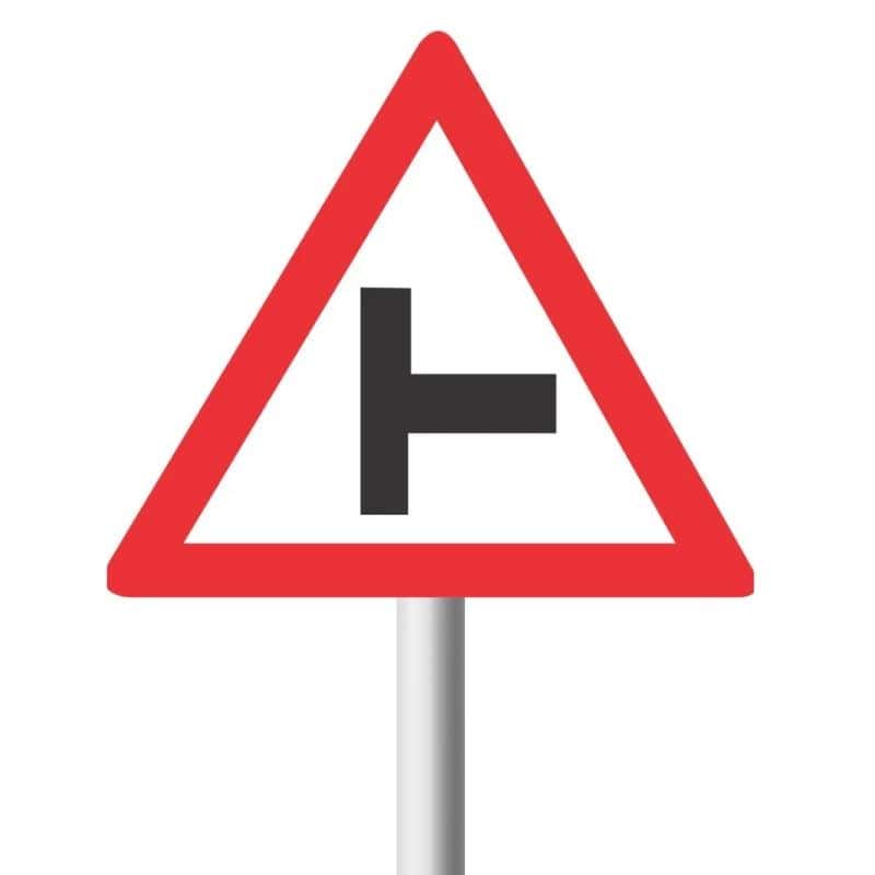 Side-Road Junction (Right) Road Sign (W108)