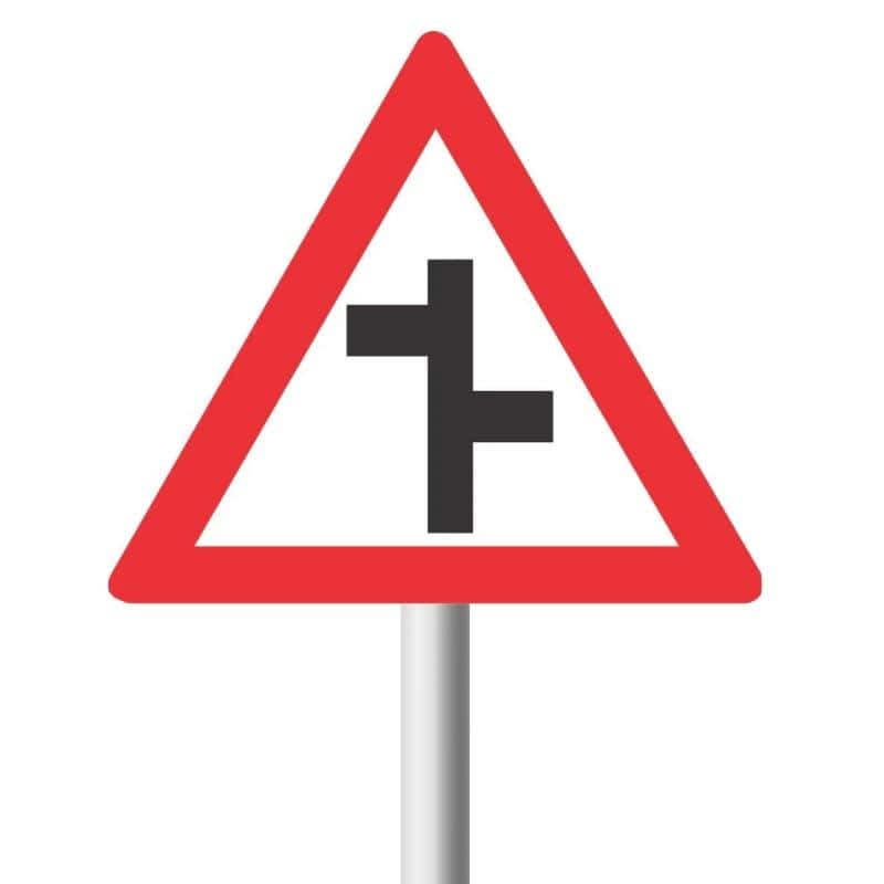 Staggered Junctions (R-L) Road Sign (W109)