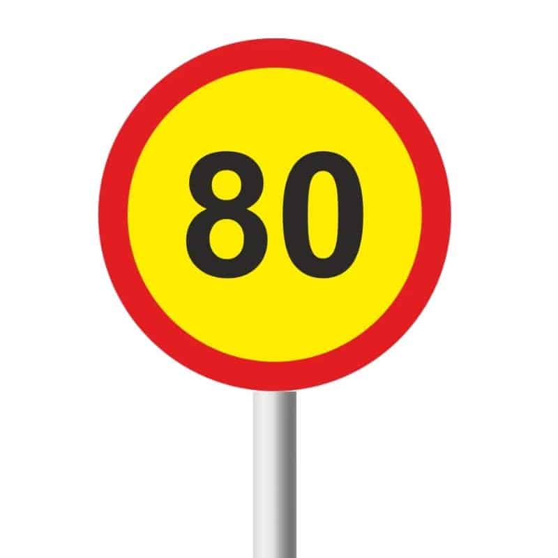 Temporary Speed Limit road sign (TR201) 80