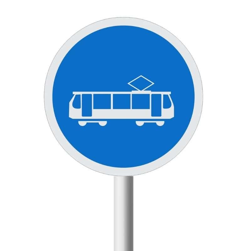 Trams Only road sign (R138)