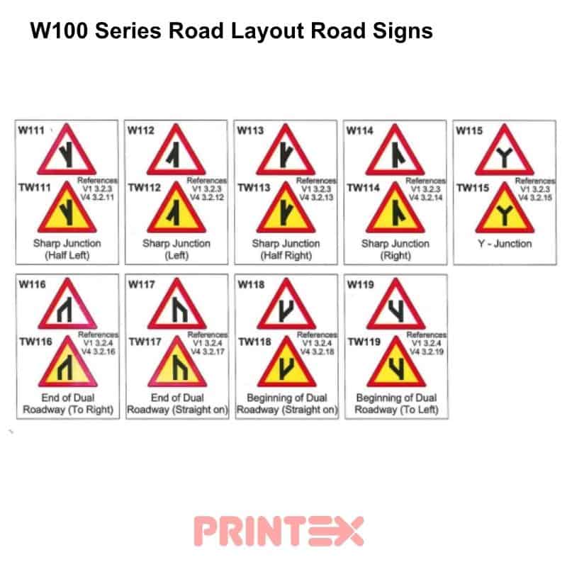 W100 Series Road Layout Road Signs