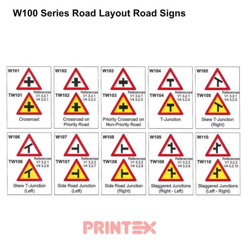 W100 Series Road Layout Road Signs