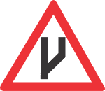 BEGINNING OF DUAL ROADWAY (STRAIGHT ON) ROAD SIGN (W118)