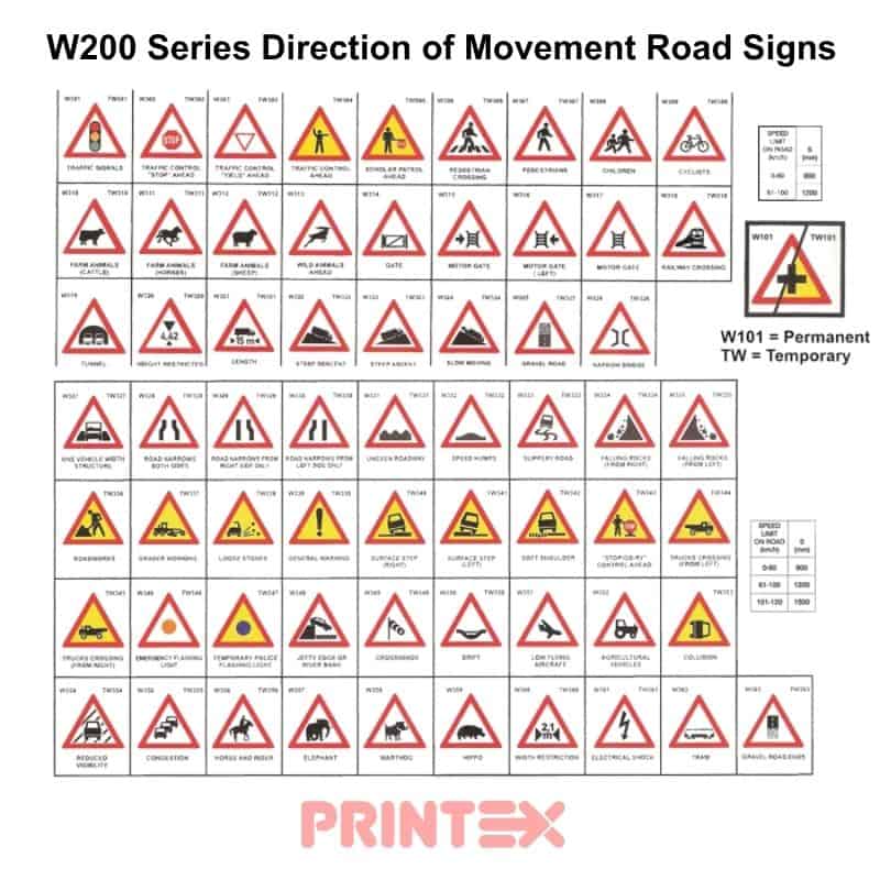 W200 Series Direction of Movement Road Signs
