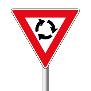 Yield at Mini-Circle Road Sign