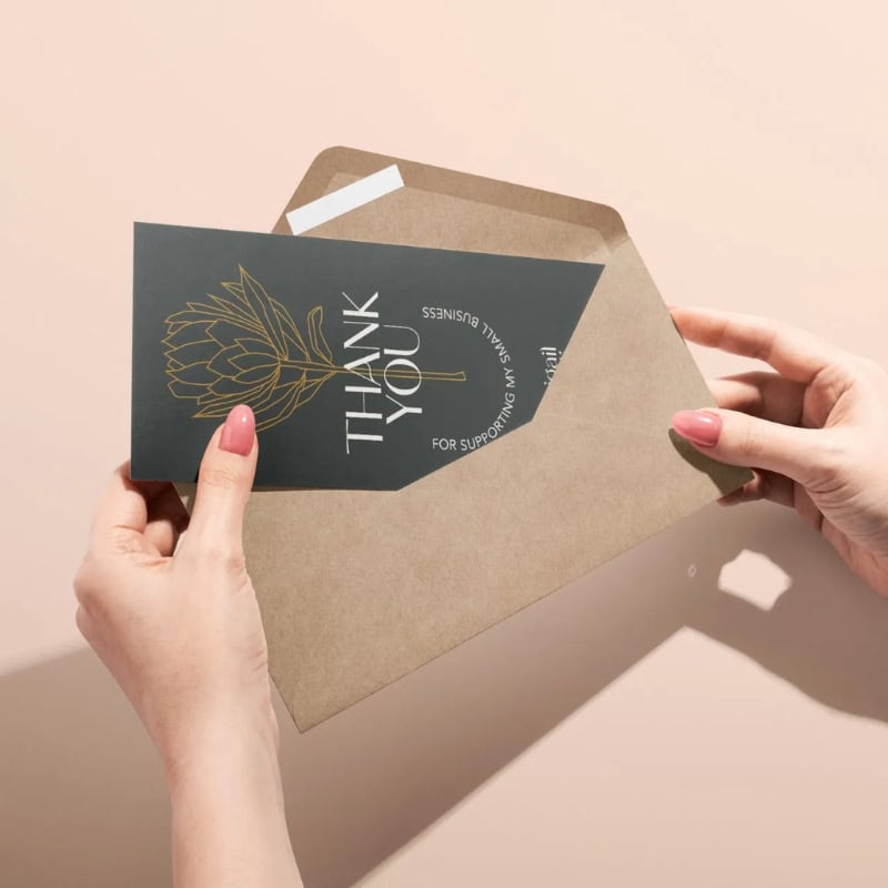 Thank you card in envelopes