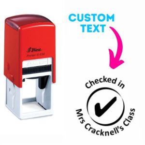 Shiny Teacher Stamps 32x32mm - Check In