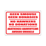 No Donations Sign