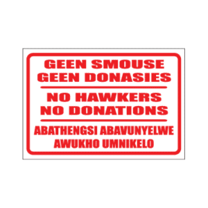 No Donations Sign