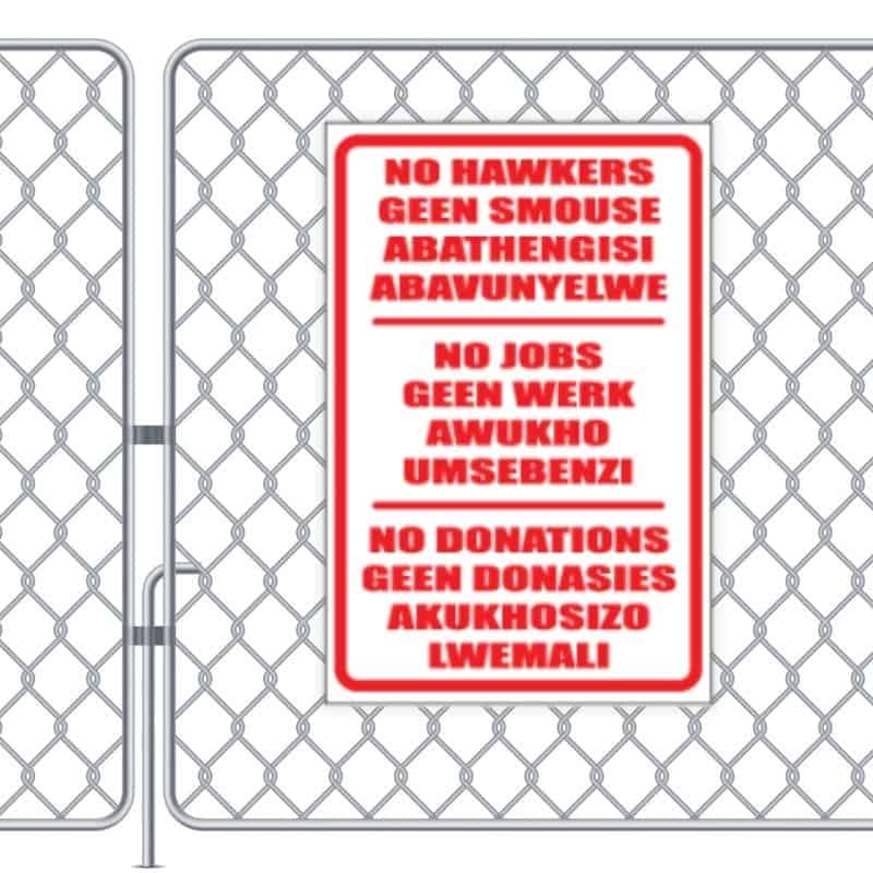 No Jobs Hawkers Multilingual Sign