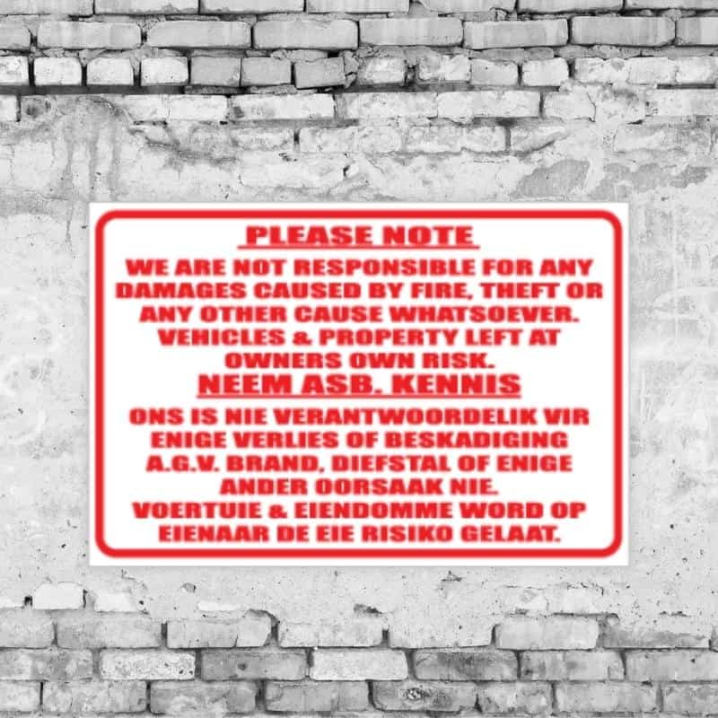 No Responsibility Sign - Image 2