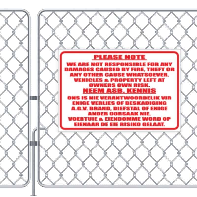 No Responsibility Sign