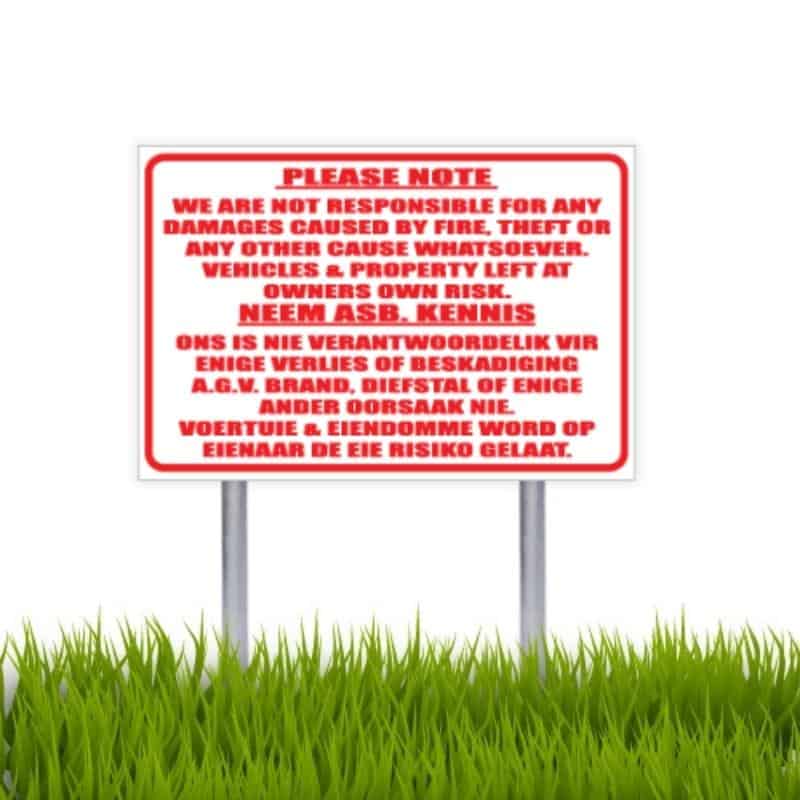 No Responsibility Sign