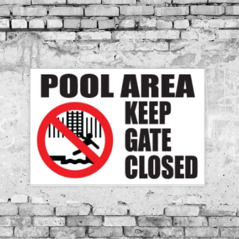 Pool Area Notice Sign