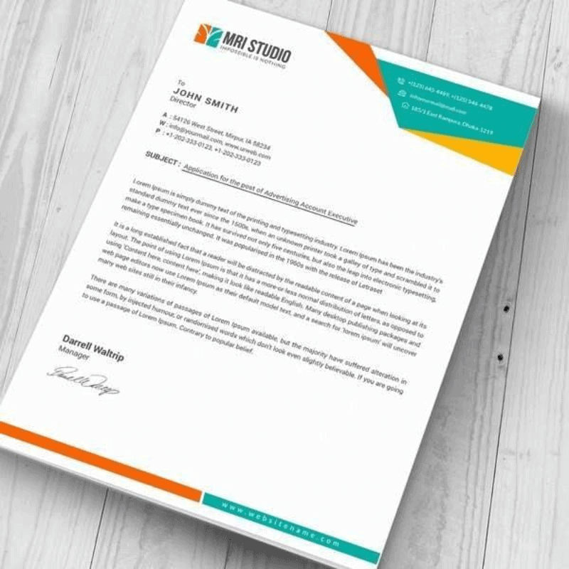 Letterhead printing