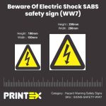 Beware Of Electric Shock SABS safety sign (WW7)