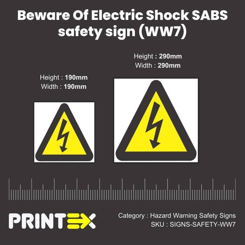 Beware Of Electric Shock SABS safety sign (WW7)