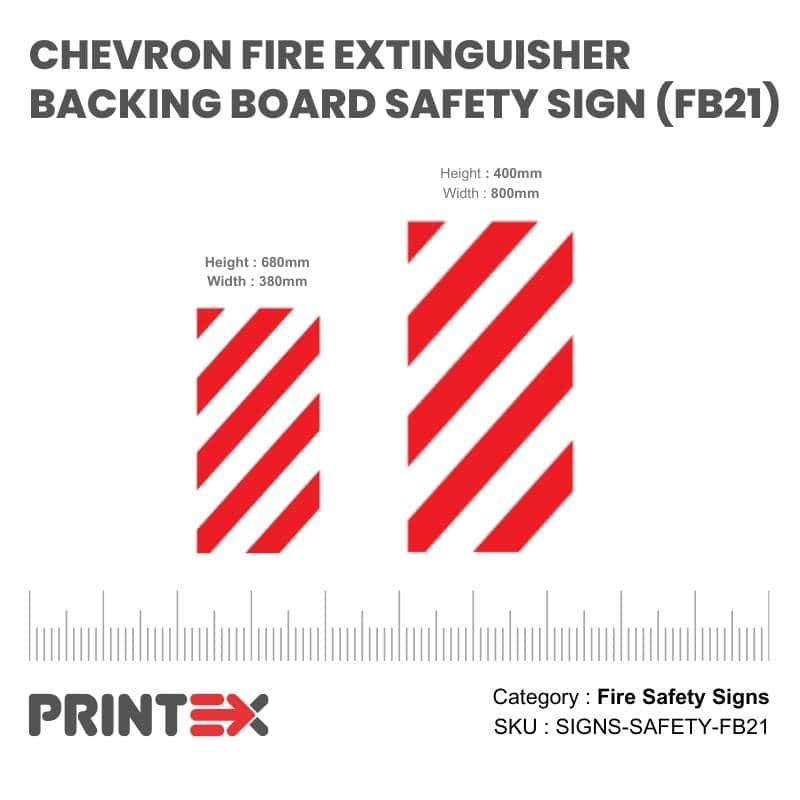 CHEVRON FIRE EXTINGUISHER BACKING BOARD SAFETY SIGN (FB21)