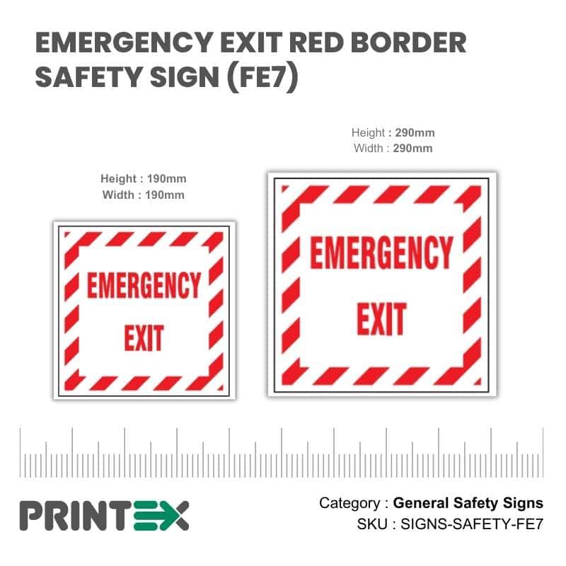 Emergency Exit Red Border Safety Sign (FE7)
