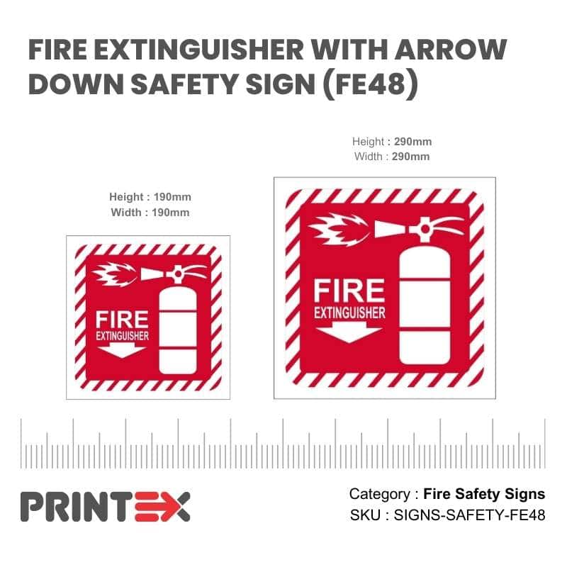FIRE EXTINGUISHER WITH ARROW DOWN SAFETY SIGN (FE48) (4)